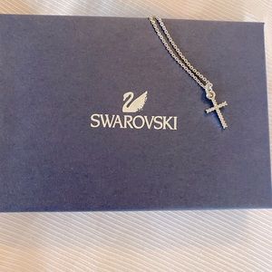 Swarovski Crystal Cross 16” Silver Necklace